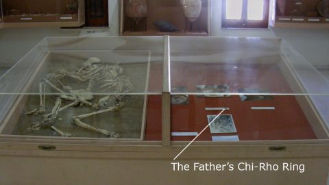 Final resting place of the young Christian family, at the Kourion Museum