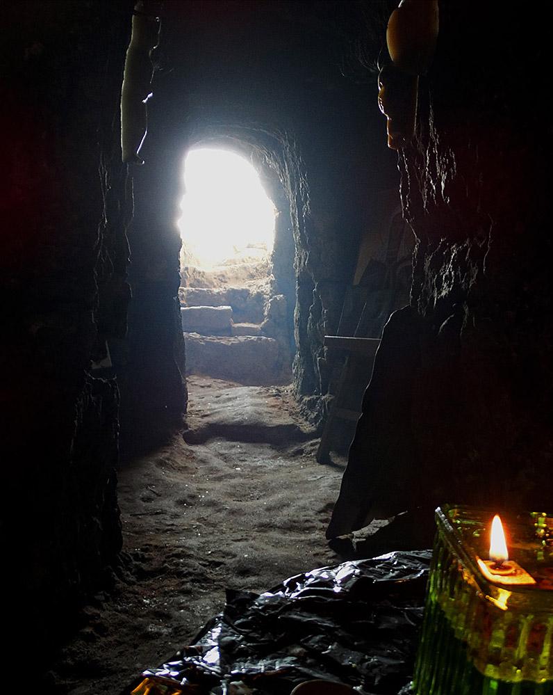 The inside of Ayia Thekla Cave Chapel