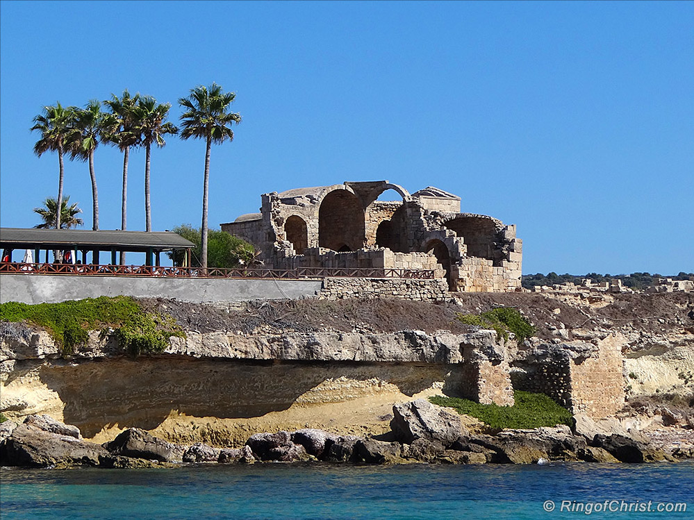 Ayios Philon Basilica seen from the Roman Harbor