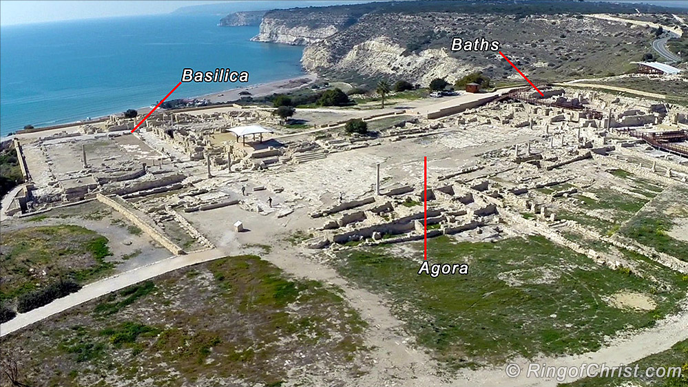 Aerial View of the city's Agora, Baths, and Basilica