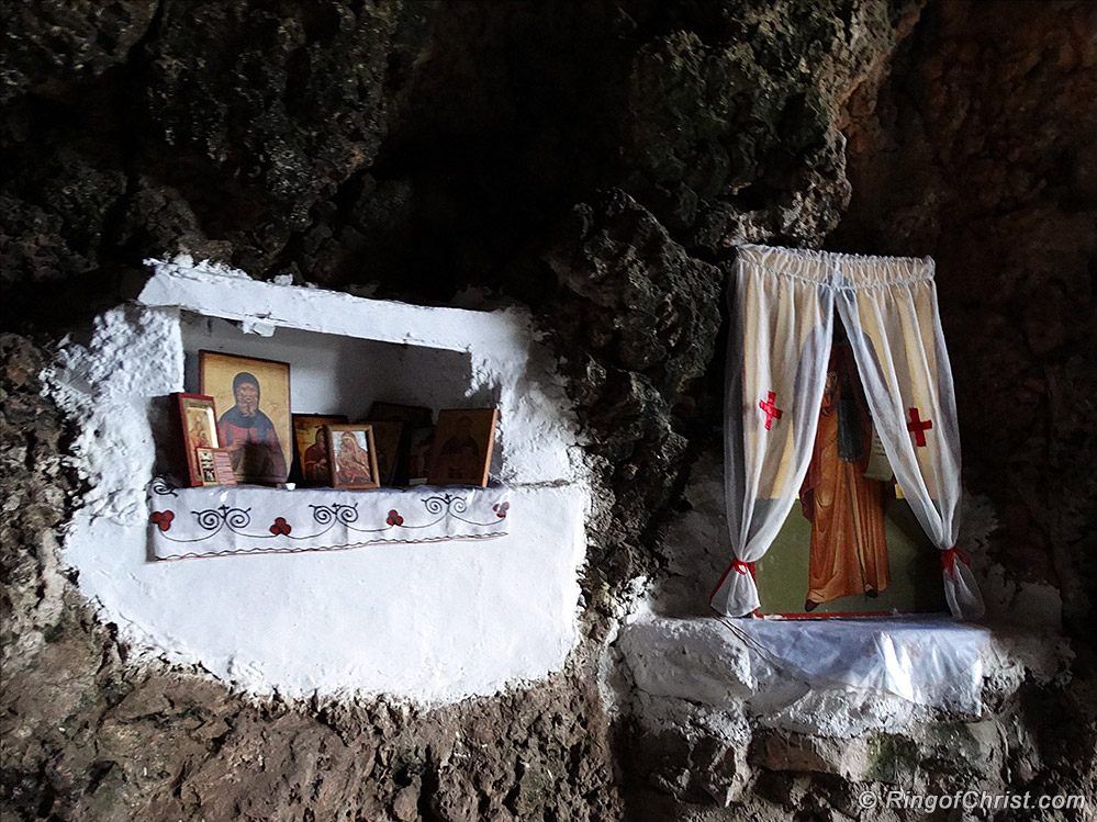 Small Altar and Icon Shelf inside the Cave Church