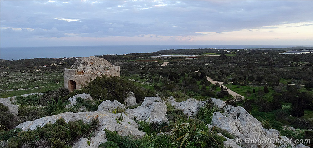 View out to sea from the top of the cave church.