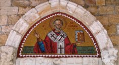 Mosaic of St Nicholas, over the door to St Nicholas Monastery