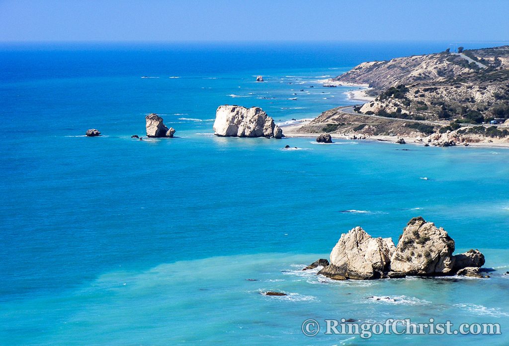 Aphrodite's Rock on the south-western coastal road